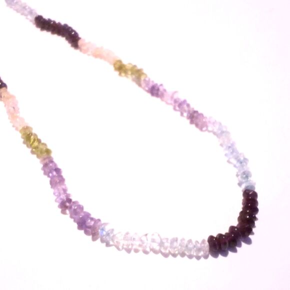 Vintage Semi Precious Multi Gemstone Chip Beaded Necklace - Picture 5 of 6